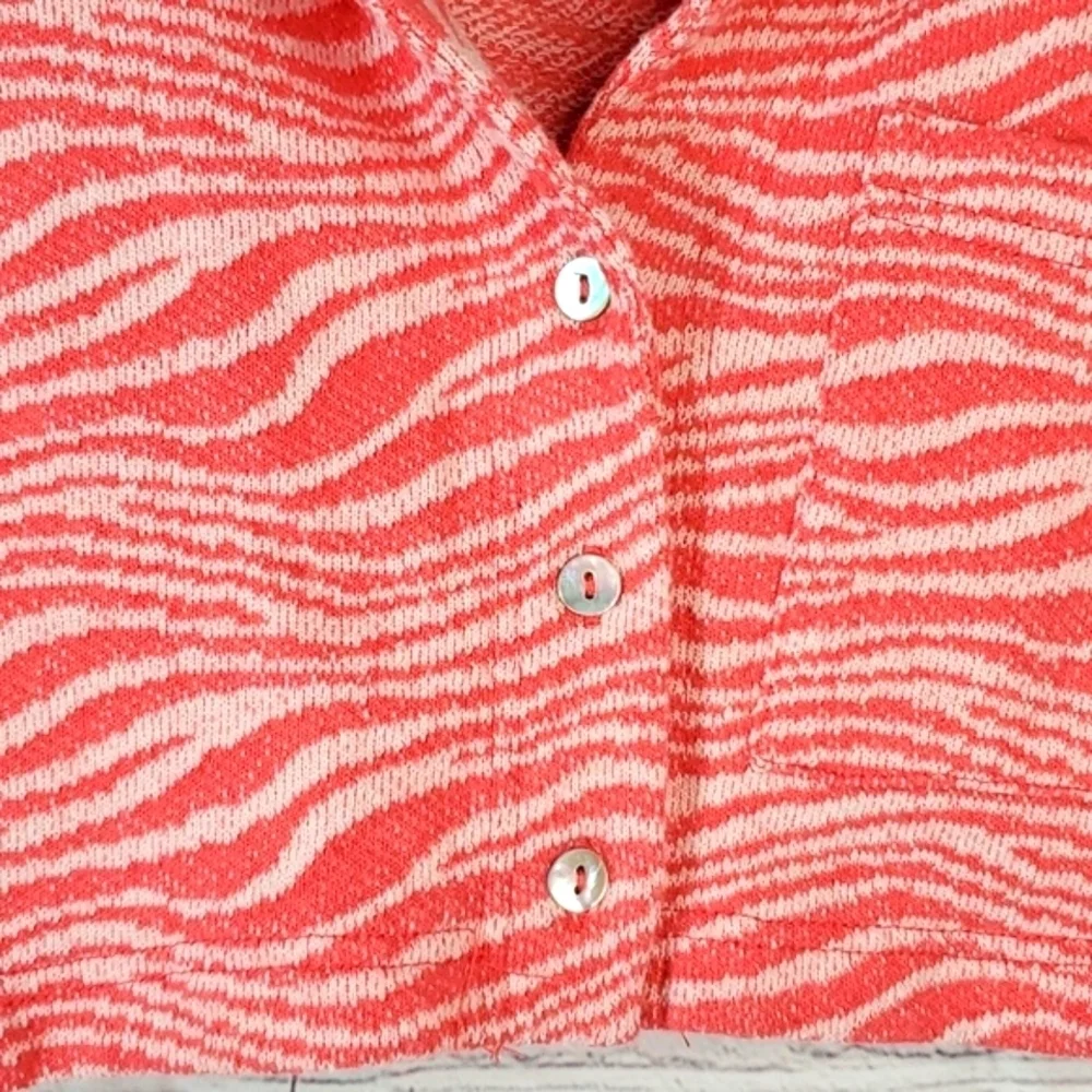 Zara Coral Zebra Print Crop Style Collared Blazer Abalone Buttons Size XS Y2K - Picture 4 of 13
